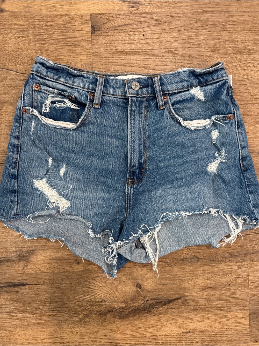 Abercrombie & Fitch Distressed Blue Denim Cutoff Shorts